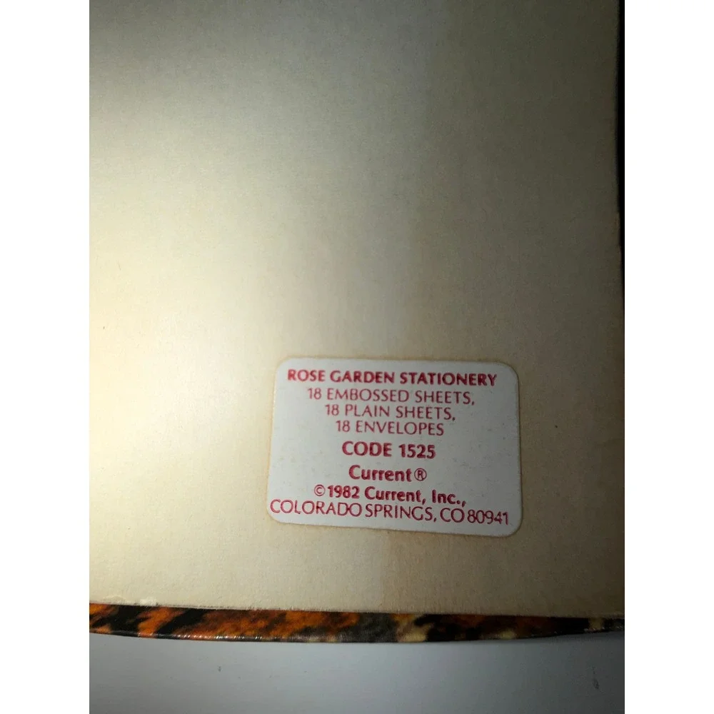 VTG Current Rose Garden Stationery Set Cream Embossed Floral 1982 Letter Paper